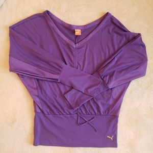 PUMA Deep V Long Sleeve Pull Over/Gym Top